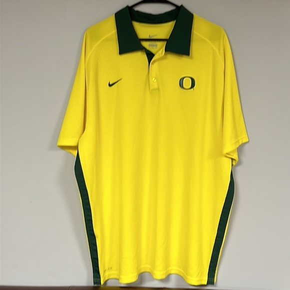 Nike  Dri Fit University of Oregon Ducks Yellow Polo Shirt Size XXL - Picture 1 of 11